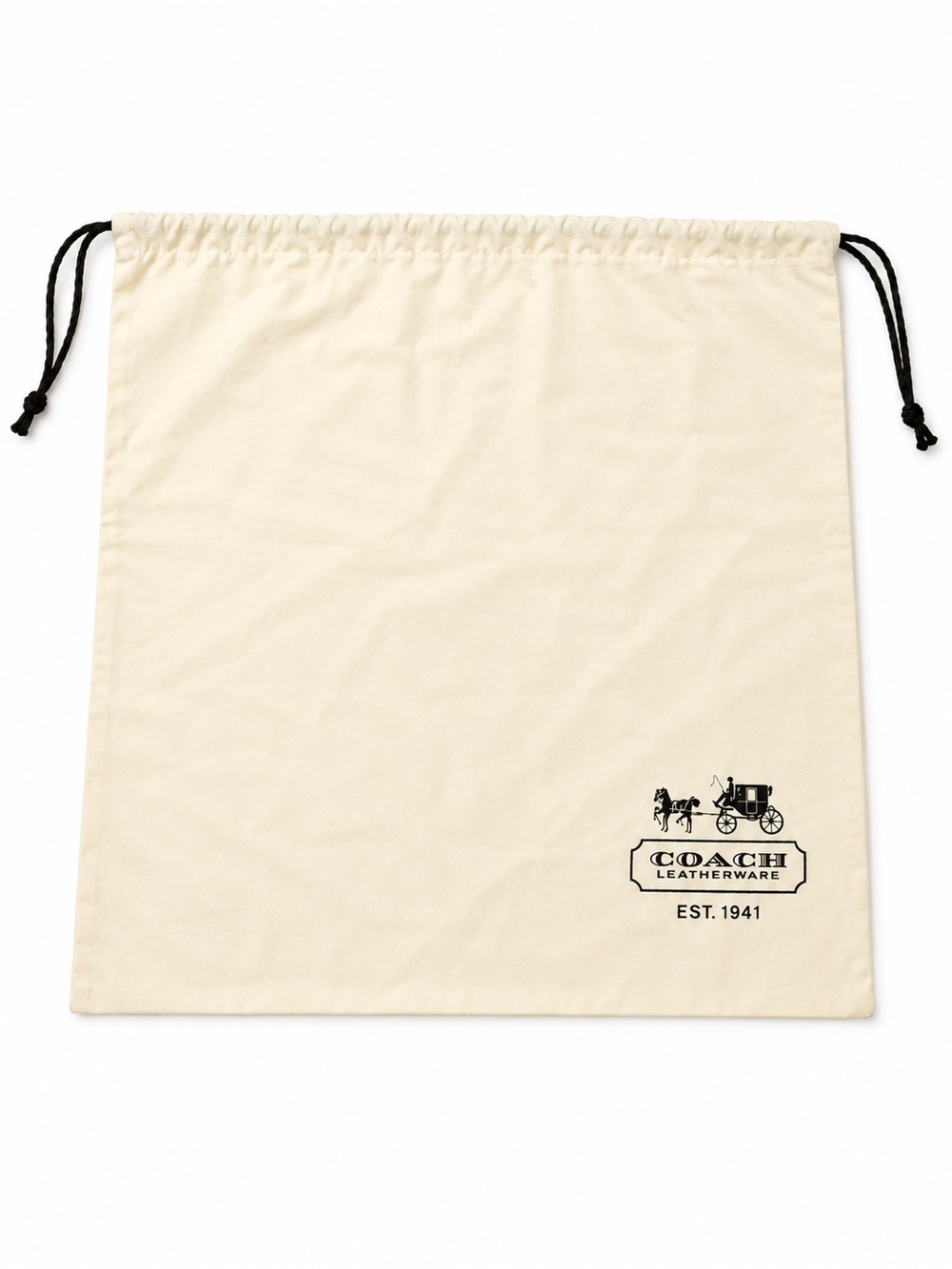 Coach Leatherware Drawstring Dust Bag Storage Pouch Cream Beige Large